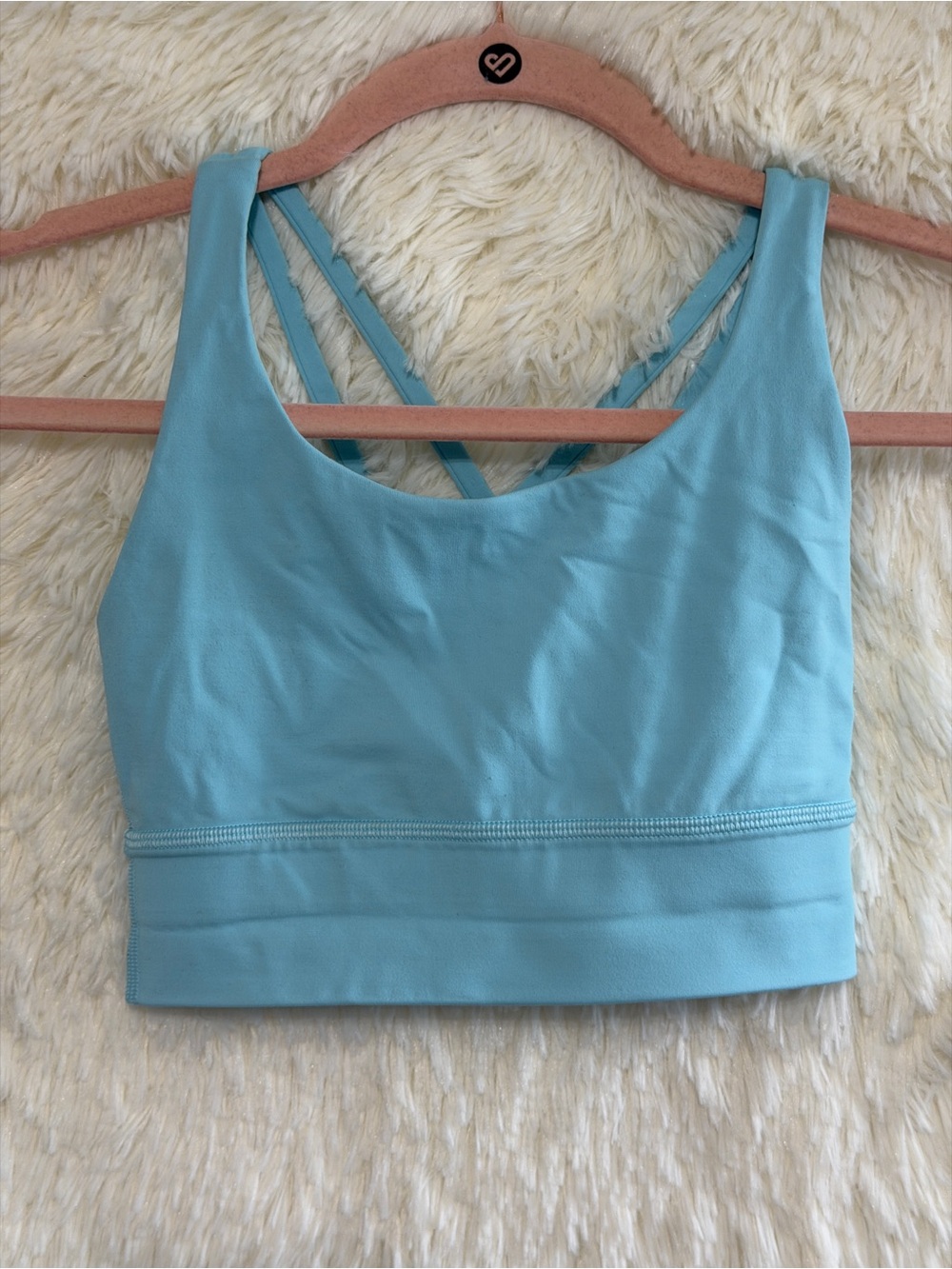 Lululemon Womens Energy Bra Long Line Luxtreme Size 2 Icing Blue Yoga Gym Sporty
